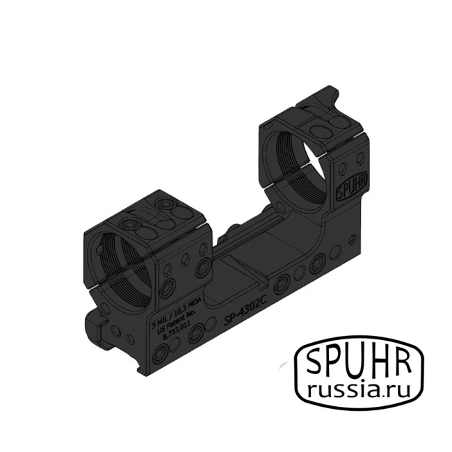SP-4301C Тактический кронштейн Spuhr кольца 34мм на Picatinny/Weaver наклон 3 MIL/10,3MOA L=121мм Н=30мм (Gen3) фото 2