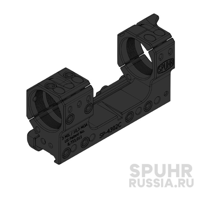 SP-4302C Тактический кронштейн Spuhr кольца 34мм на Picatinny/Weaver наклон 3 MIL/10,3MOA L=121мм Н=38мм (Gen3) фото 2 SP-4302C Тактический кронштейн Spuhr кольца 34мм на Picatinny/Weaver наклон 3 MIL/10,3MOA L=121мм Н=38мм (Gen3) фото 2