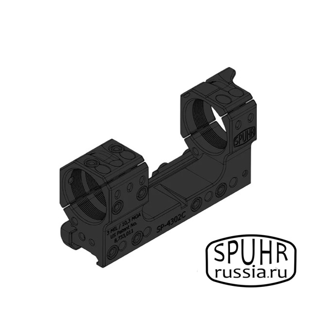 SP-4302C Тактический кронштейн Spuhr кольца 34мм на Picatinny/Weaver наклон 3 MIL/10,3MOA L=121мм Н=38мм (Gen3) фото 3