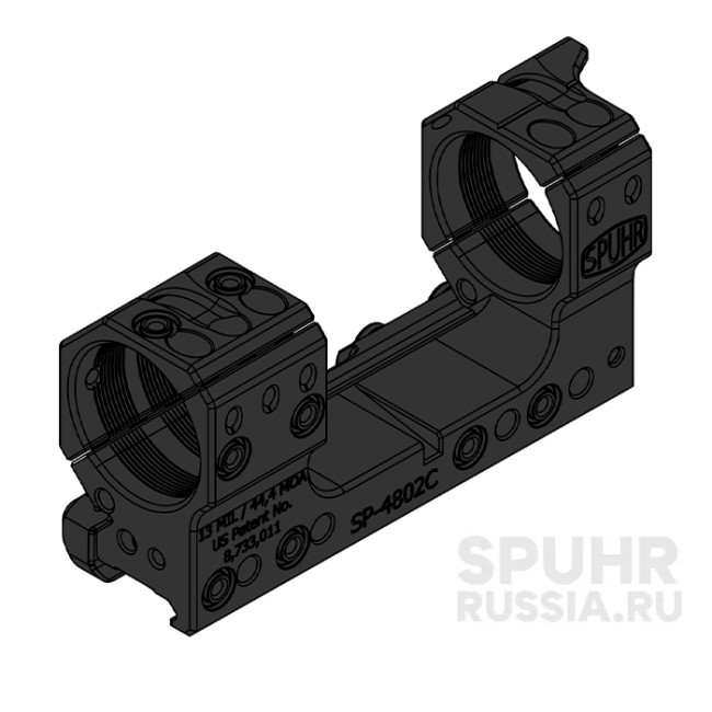 SP-4902C Тактический кронштейн Spuhr Scope Mount кольца 34мм на Picatinny/Weaver наклон 9 MIL/30MOA L=120мм Н=38мм фото 2