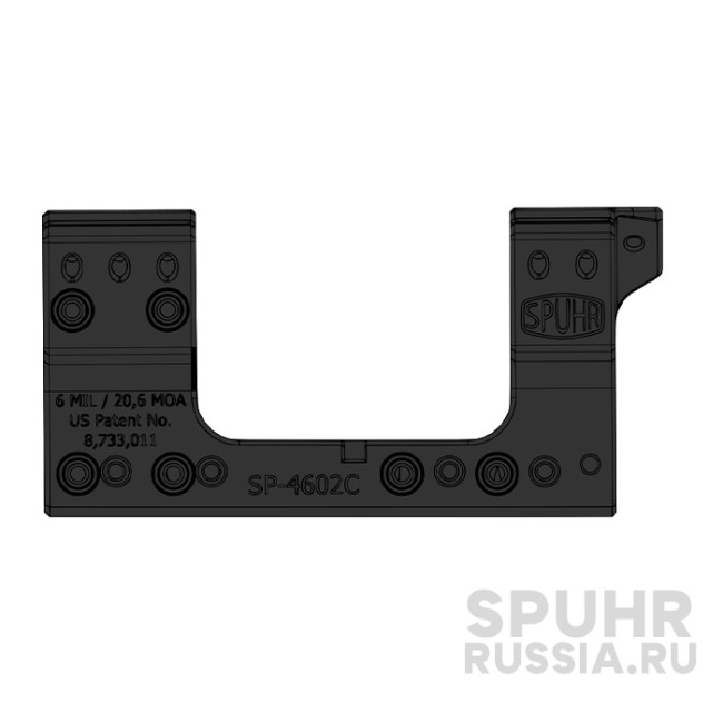 SP-4602 Тактический кронштейн Spuhr кольца 34мм на Picatinny/Weaver наклон 6 MIL/20,6MOA L=121мм Н=38мм фото 4